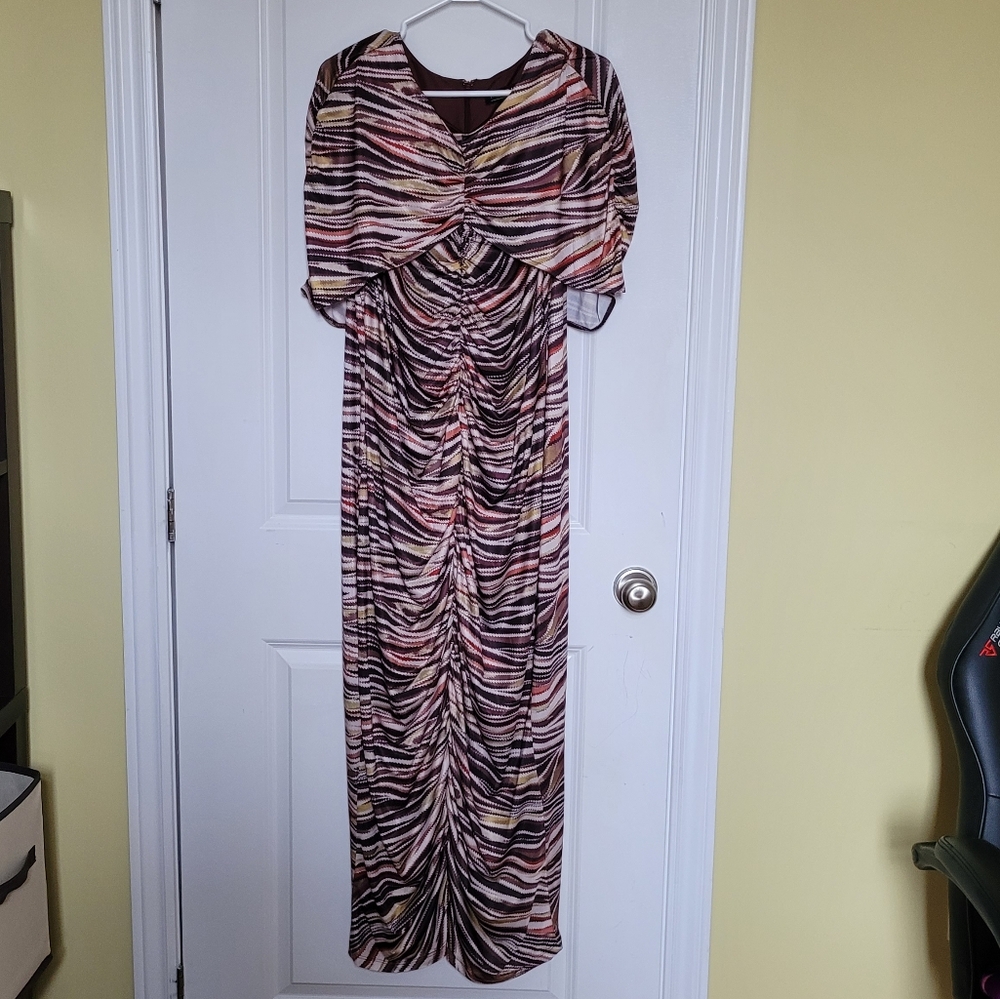 Eloquii dress maxi striped ruched stretchy summer feminine long plus size 20